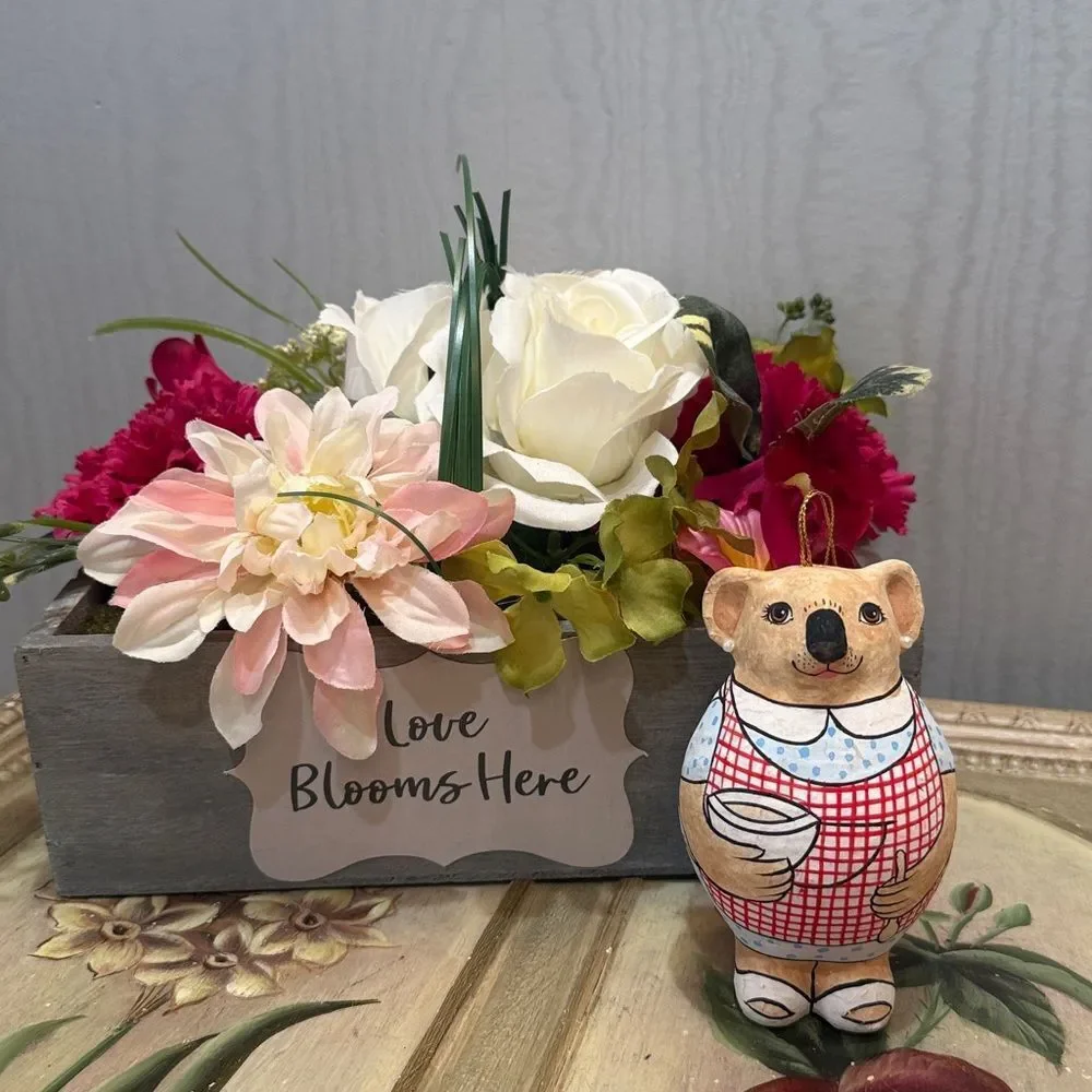 Vintage Baker Koala Bear Ornament Round Belly Papier Mache Hand Crafted Bakery